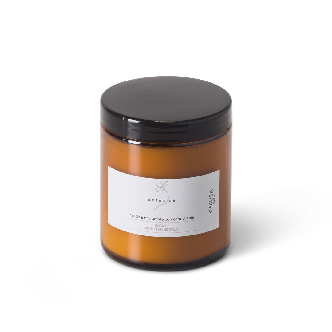 Duftkerze mit Sojawachs Rose und Mandelblüte