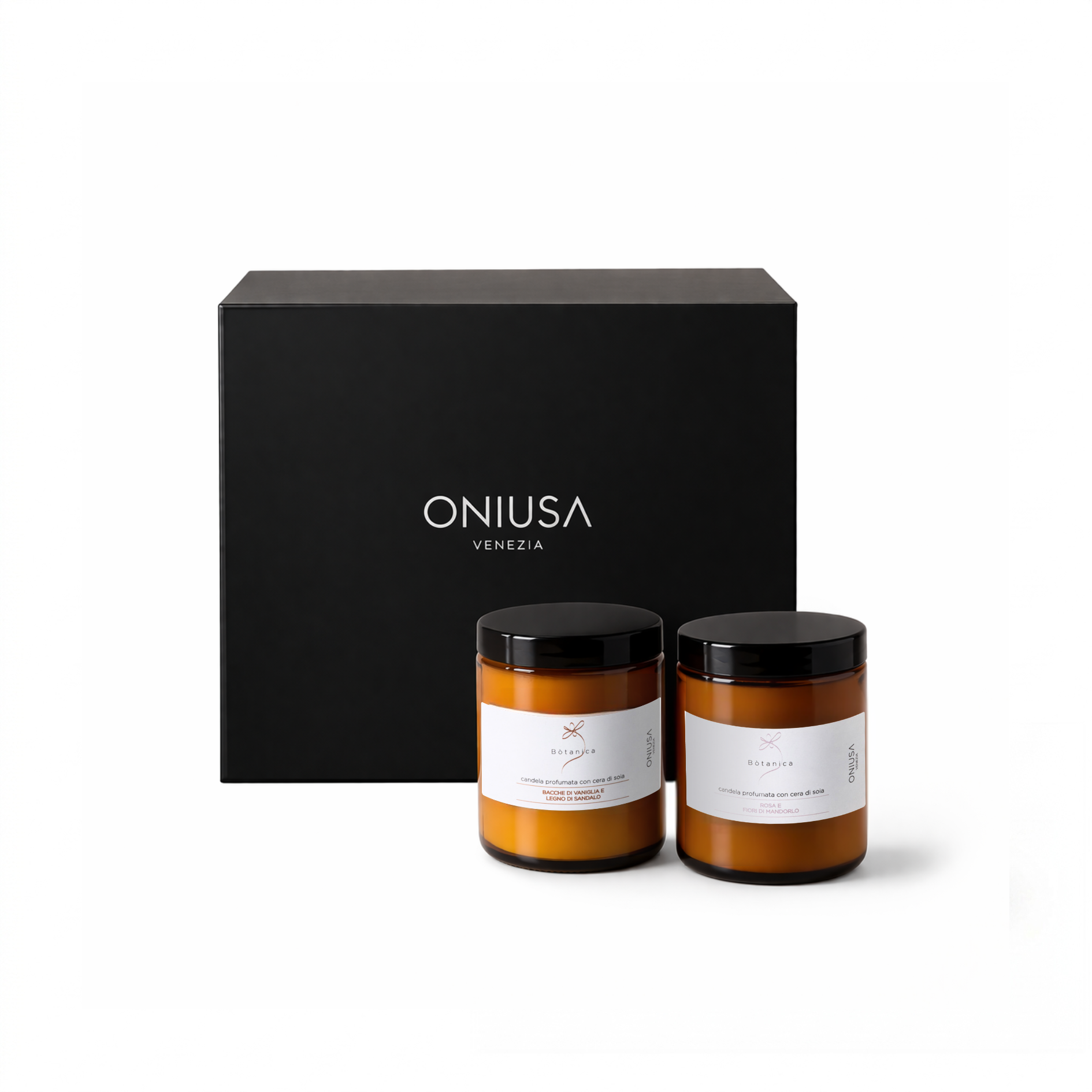 2er Set Duftkerzen mit Sojawachs Bòtanica - Süß & Holzig