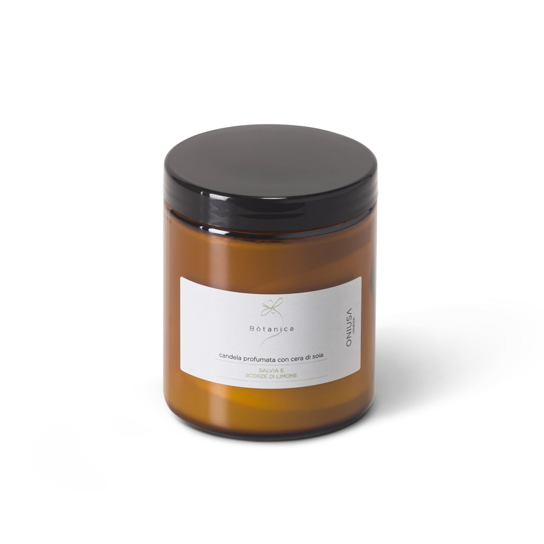 Duftkerze mit Sojawachs Salbei und Zitronenschalen