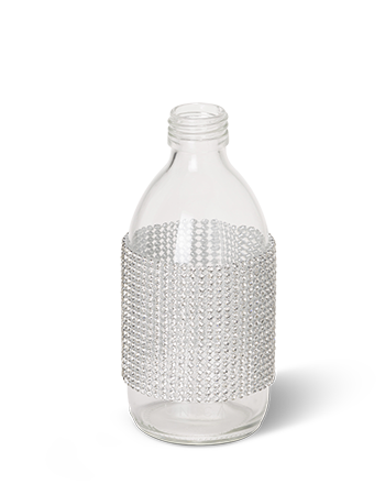bottiglia per profumo ambiente personalizzato con diamantini bianchi