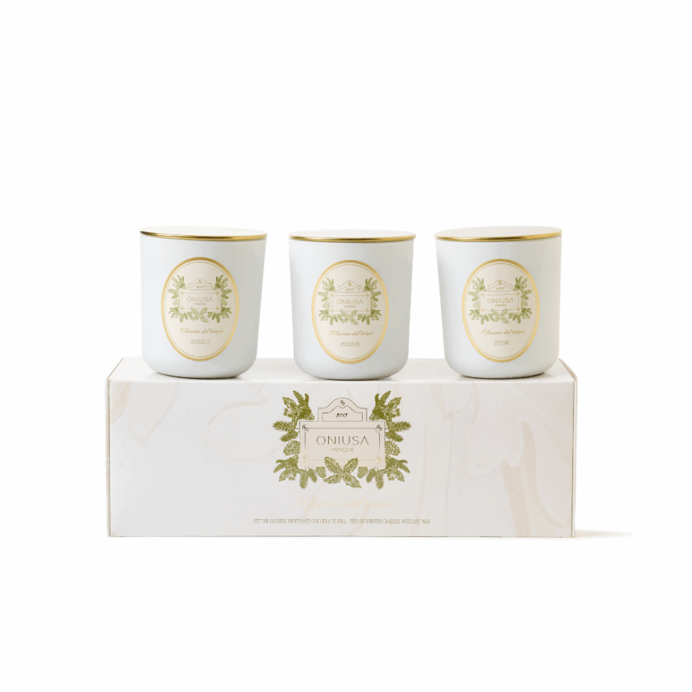 Set Tre Candele Profumate Con Cera di Soia - Il Fascino del Tempo